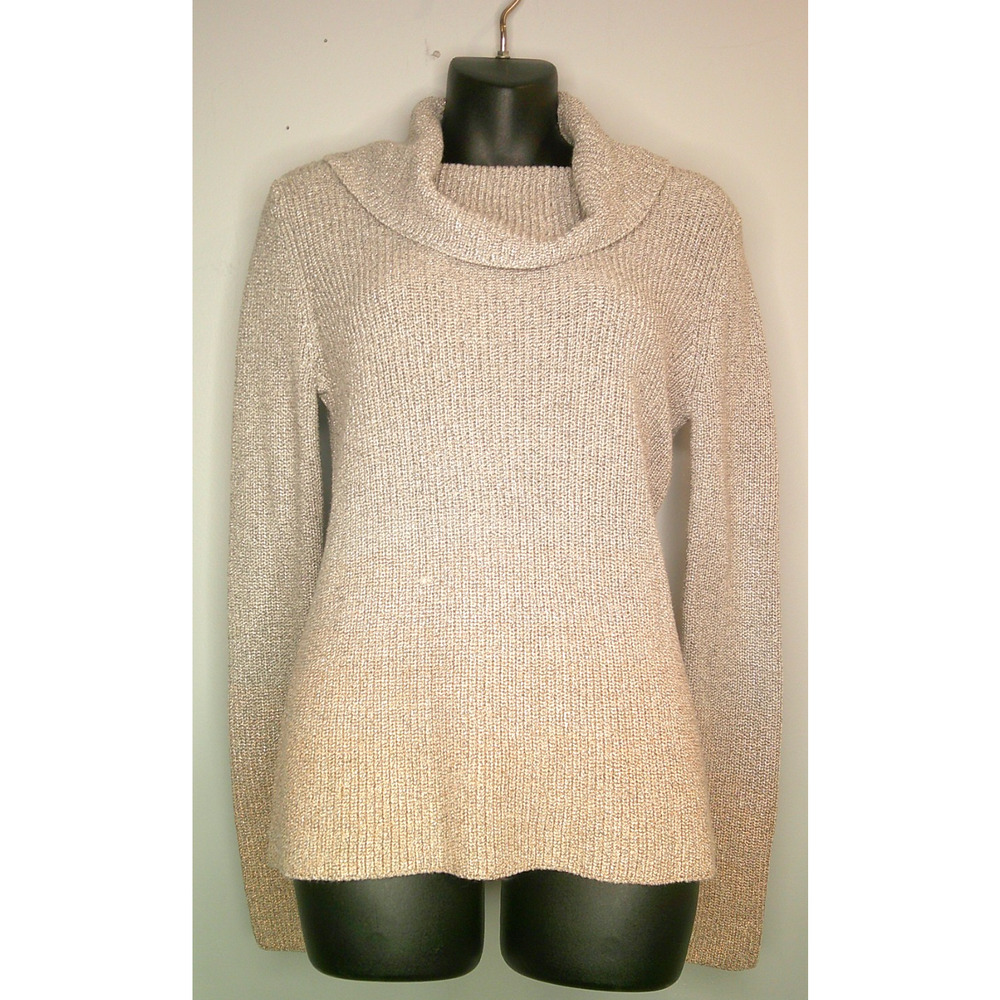 White House Black Market Sweater Silver Rose Gold Metallic Ombre Cowl Neck XS